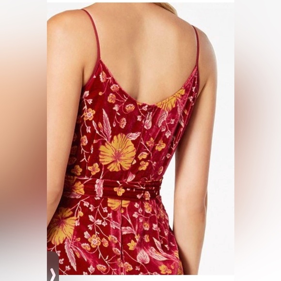 NWOT Nanette Lepore Dark Red/Yellow Burnout Floral Midi Pant Jumpsuit Vintage - Picture 15 of 15